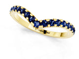 Yellow gold Pavé Round Blue Sapphire Chevron Band with Shared Prong Setting_7