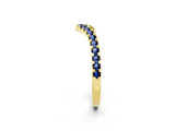 Yellow gold Pavé Round Blue Sapphire Chevron Band with Shared Prong Setting_8