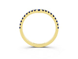 Yellow gold Pavé Round Blue Sapphire Chevron Band with Shared Prong Setting_9