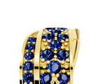 Yellow gold Pavé Round Blue Sapphire Crossover Band with Bead Prong Setting_11