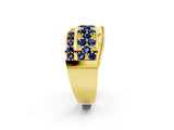 Yellow gold Pavé Round Blue Sapphire Crossover Band with Bead Prong Setting_8