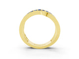 Yellow gold Pavé Round Blue Sapphire Crossover Band with Bead Prong Setting_9
