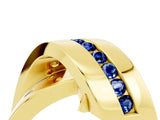 Yellow gold Pavé Round Blue Sapphire Crossover Band with Channel Setting_10