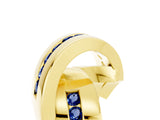 Yellow gold Pavé Round Blue Sapphire Crossover Band with Channel Setting_11
