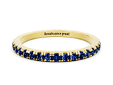 Yellow gold Pavé Round Blue Sapphire Half Eternity Band with Shared Prong Setting_6