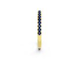 Yellow gold Pavé Round Blue Sapphire Half Eternity Band with Shared Prong Setting_8
