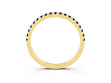 Yellow gold Pavé Round Blue Sapphire Half Eternity Band with Shared Prong Setting_9