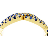 Yellow gold Pavé Round Blue Sapphire Infinity Twist Band with Shared Prong Setting_10