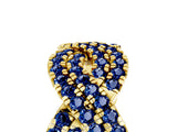 Yellow gold Pavé Round Blue Sapphire Infinity Twist Band with Shared Prong Setting_11