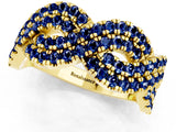 Yellow gold Pavé Round Blue Sapphire Infinity Twist Band with Shared Prong Setting_7