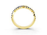 Yellow gold Pavé Round Blue Sapphire Infinity Twist Band with Shared Prong Setting_9