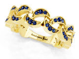 Yellow gold Pavé Round Blue Sapphire Interlocking Eternity Band with Bezel Prong Setting_7