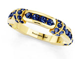 Yellow gold Pavé Round Blue Sapphire Link Band with Bezel Setting_31