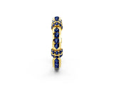 Yellow gold Pavé Round Blue Sapphire Link Band with Bezel Setting_32