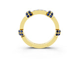 Yellow gold Pavé Round Blue Sapphire Link Band with Bezel Setting_33