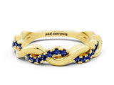 Yellow gold Pavé Round Blue Sapphire Twist Eternity Band with Shared Prong Setting_18
