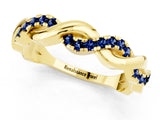 Yellow gold Pavé Round Blue Sapphire Twist Eternity Band with Shared Prong Setting_19
