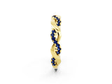 Yellow gold Pavé Round Blue Sapphire Twist Eternity Band with Shared Prong Setting_20