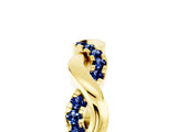 Yellow gold Pavé Round Blue Sapphire Twist Eternity Band with Shared Prong Setting_23