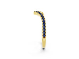 Yellow gold Pavé Round Blue Sapphire V-Shaped Chevron Band with Shared Prong Setting_8