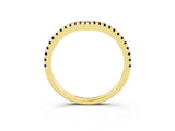 Yellow gold Pavé Round Blue Sapphire V-Shaped Chevron Band with Shared Prong Setting_9