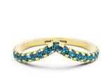 Yellow gold Pavé Round Blue Topaz Chevron Band with Shared Prong Setting_6