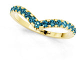 Yellow gold Pavé Round Blue Topaz Chevron Band with Shared Prong Setting_7