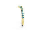 Yellow gold Pavé Round Blue Topaz Chevron Band with Shared Prong Setting_8