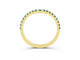 Yellow gold Pavé Round Blue Topaz Chevron Band with Shared Prong Setting_9