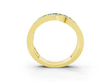 Yellow gold Pavé Round Blue Topaz Crossover Band with Bead Prong Setting_9
