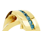 Yellow gold Pavé Round Blue Topaz Crossover Band with Channel Setting_10