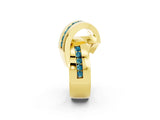 Yellow gold Pavé Round Blue Topaz Crossover Band with Channel Setting_8