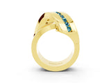 Yellow gold Pavé Round Blue Topaz Crossover Band with Channel Setting_9