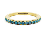 Yellow gold Pavé Round Blue Topaz Half Eternity Band with Shared Prong Setting_6