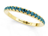 Yellow gold Pavé Round Blue Topaz Half Eternity Band with Shared Prong Setting_7