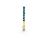 Yellow gold Pavé Round Blue Topaz Half Eternity Band with Shared Prong Setting_8