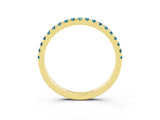 Yellow gold Pavé Round Blue Topaz Half Eternity Band with Shared Prong Setting_9