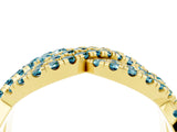 Yellow gold Pavé Round Blue Topaz Infinity Twist Band with Shared Prong Setting_10