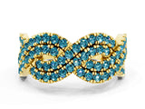 Yellow gold Pavé Round Blue Topaz Infinity Twist Band with Shared Prong Setting_6