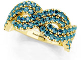 Yellow gold Pavé Round Blue Topaz Infinity Twist Band with Shared Prong Setting_7