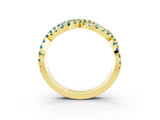 Yellow gold Pavé Round Blue Topaz Infinity Twist Band with Shared Prong Setting_9