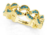 Yellow gold Pavé Round Blue Topaz Interlocking Eternity Band with Bezel Prong Setting_7