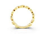 Yellow gold Pavé Round Blue Topaz Interlocking Eternity Band with Bezel Prong Setting_9