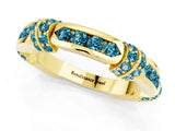 Yellow gold Pavé Round Blue Topaz Link Band with Bezel Setting_31