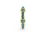 Yellow gold Pavé Round Blue Topaz Link Band with Bezel Setting_32