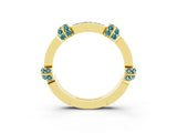 Yellow gold Pavé Round Blue Topaz Link Band with Bezel Setting_33