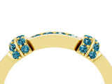 Yellow gold Pavé Round Blue Topaz Link Band with Bezel Setting_34