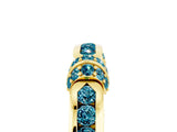 Yellow gold Pavé Round Blue Topaz Link Band with Bezel Setting_35