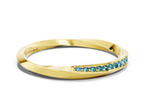 Yellow gold Pavé Round Blue Topaz Twist Band_12