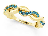 Yellow gold Pavé Round Blue Topaz Twist Eternity Band with Shared Prong Setting_31